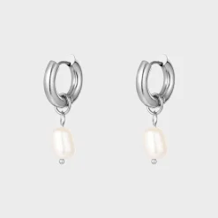 Winther Studio Chunky Pearl Hoops Sølv Outlet