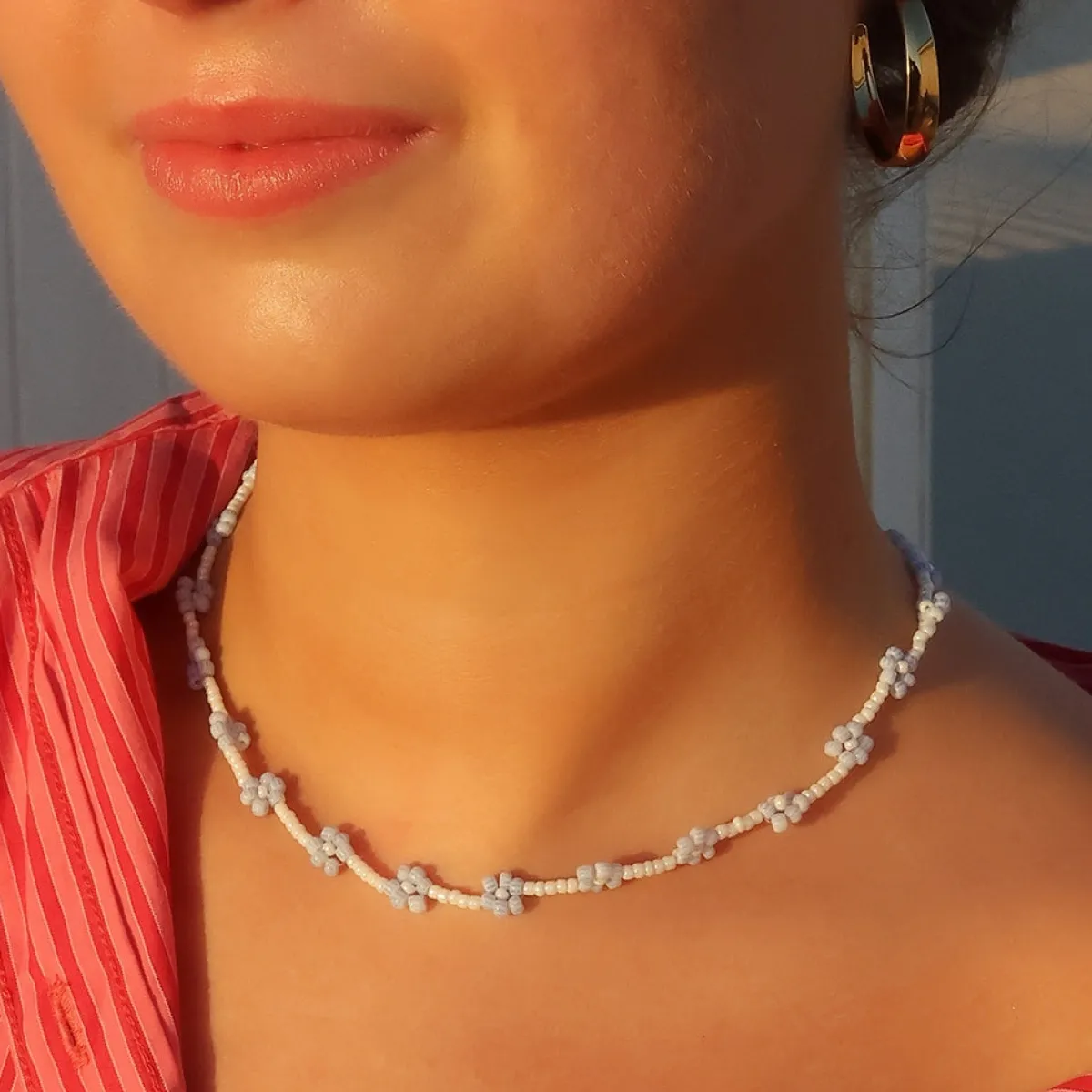 Winther Studio Flower Bead Halskæde Blå Discount