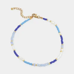 Winther Studio Navi Pearl Ankelkæde Blå Hot