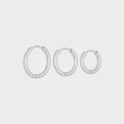Winther Studio Plain Hoops Sæt Sølv Clearance