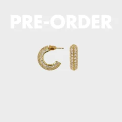 Winther Studio Wide Stone Hoops - Pre-Order Guld Sale